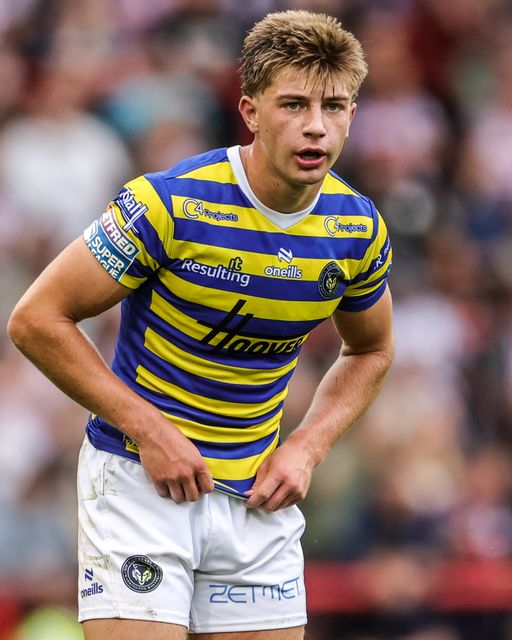 Ewan Irwin of Warrington Wolves during the Betfred Super League round 20 match Leigh Leopards vs Warrington Wolves at Leigh Sports Village, Leigh, United Kingdom on 25 July 2026

(Photo by Alfie Cosgrove/News Images)