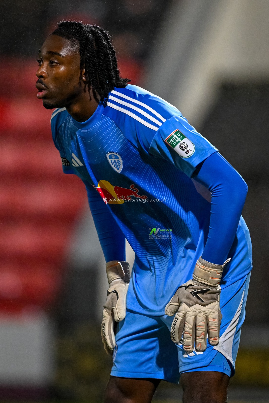Darryl Ombang of Leeds United during the The Vertu Trophy match Fleetwood Town vs Leeds United Academy at Highbury Stadium, Fleetwood, United Kingdom, 7th October 2025

(Photo by Adam Gee/News Images)
