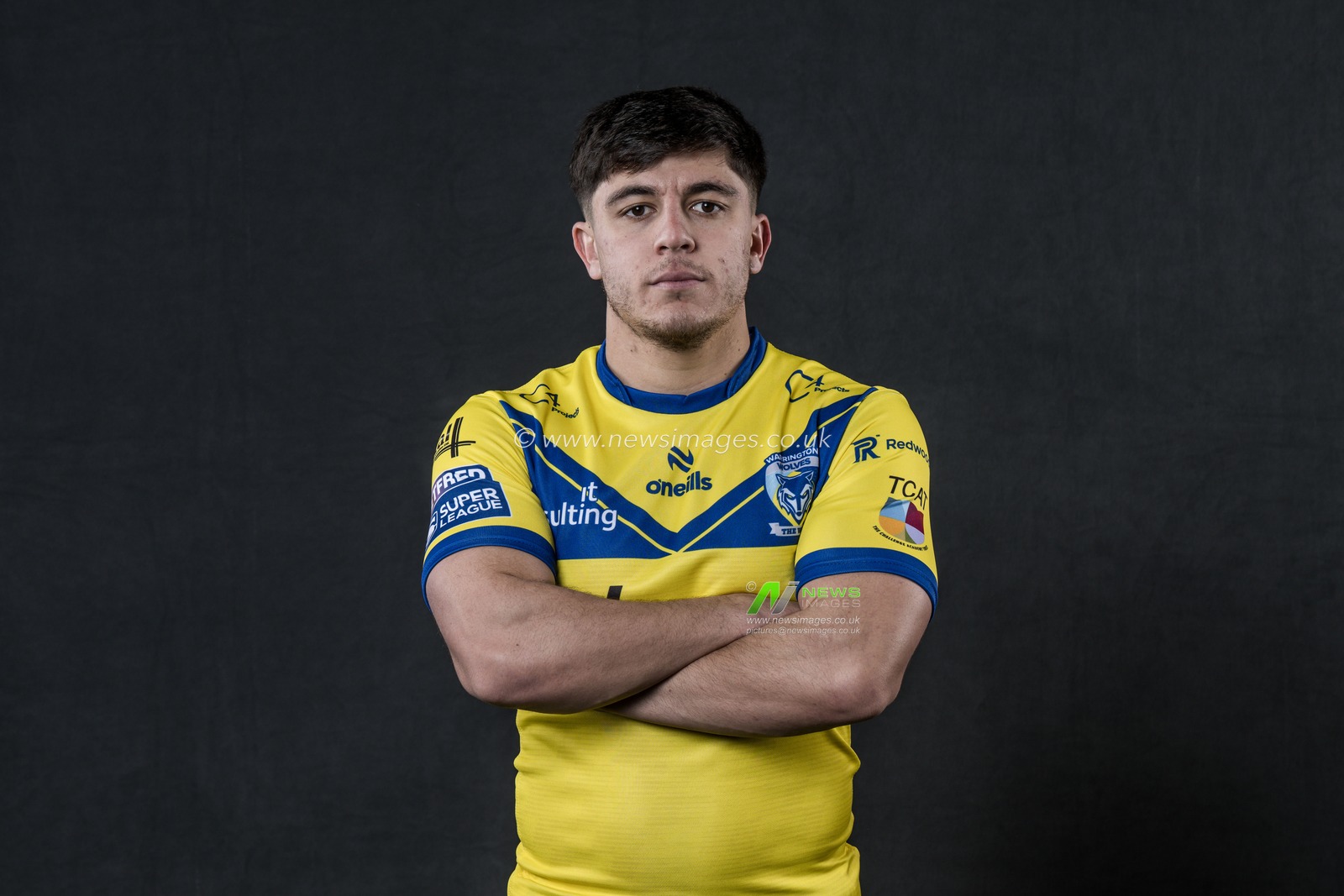 Oli Leyland in the Home kit during the Warrington Wolves Team media day at Warrington wolves training centre, Warrington, United Kingdom, 16th January 2025

(Photo by Craig Thomas/News Images)