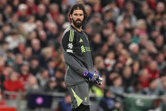 Liverpool goalkeeper Alisson Becker during the UEFA Champions League last 16 second leg match Liverpool vs Galatasaray at Anfield, Liverpool, United Kingdom on 18 March 2026

(Photo by Alfie Cosgrove/News Images)
