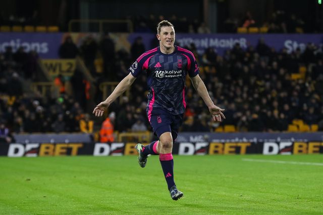 Chris Wood of Nottingham Forest celebrates his goal to make it 0-2 during the Premier League match Wolverhampton Wanderers vs Nottingham Forest at Molineux, Wolverhampton, United Kingdom, 6th January 2025

(Photo by Gareth Evans/News Images)