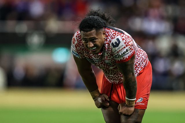 Tesi Niu of Leigh Leopards during the Betfred Super League play-off Eliminator 1 match Leigh Leopards vs Wakefield Trinity at Progress With Unity Stadium, Leigh, United Kingdom, 26th September 2025

(Photo by Alfie Cosgrove/News Images)