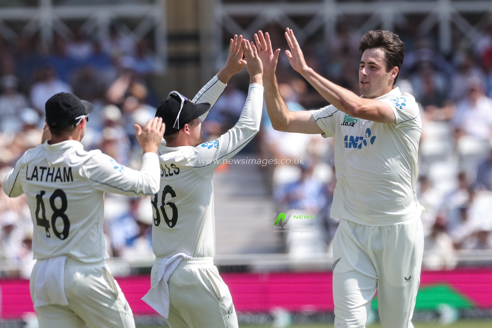 Will O'Rourke of New Zealand celebrates the wicket of  Emilio Gay of England during the 3rd Rothesay Test Match Day 2 match England vs New Zealand at Trent Bridge, Nottingham, United Kingdom on 26 June 2026

(Photo by Mark Cosgrove/News Images)