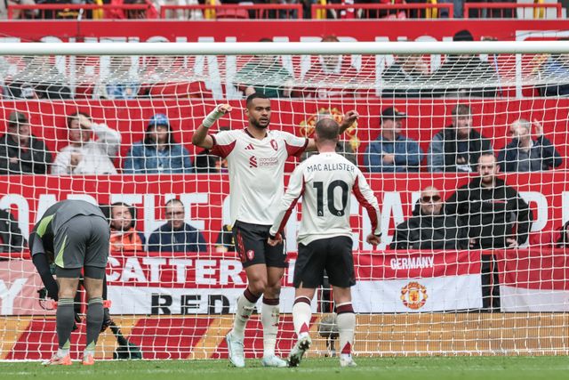 Cody Gakpo of Liverpool celebrates his goal to make it 2-2 during the Premier League match Manchester United vs Liverpool at Old Trafford, Manchester, United Kingdom on 03 May 2026

(Photo by Mark Cosgrove/News Images)