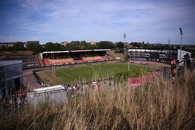 General view inside the stadium prior to the Betfred Super League round 22 match Bradford Bulls vs Warrington Wolves at Odsal Stadium, Bradford, United Kingdom on 08 August 2026

(Photo by Ben Roberts/News Images)