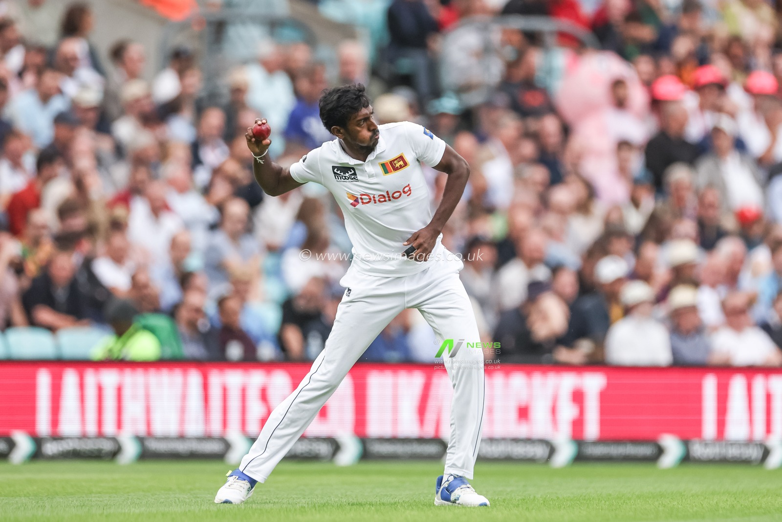 Milan Rathnayake of Sri Lanka throws the ball back during the 3rd Rothesay Test Match Day Two England v Sri Lanka at The Kia Oval, London, United Kingdom, 7th September 2024

(Photo by Mark Cosgrove/News Images)
