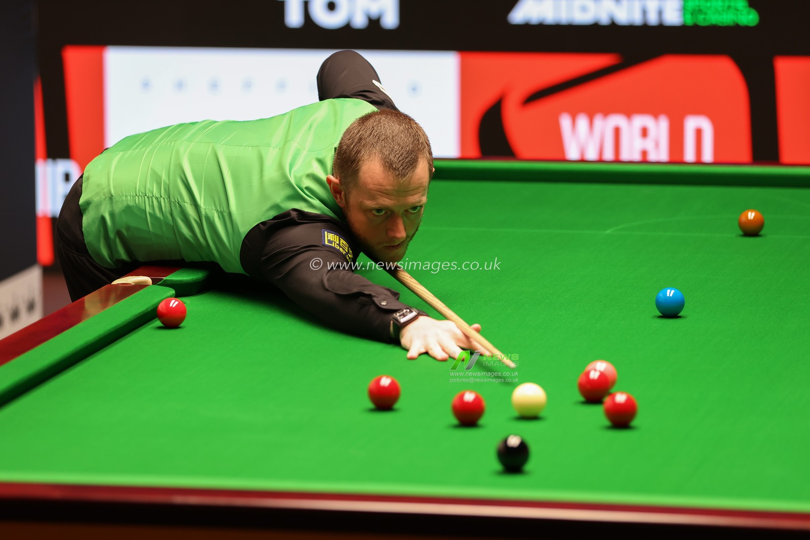 Mark Allen during the game with Chris Wakelin in the 2025 Halo World Snooker Championship at Crucible Theatre, Sheffield, United Kingdom, 25th April 2025

(Photo by Alex Roebuck/News Images)