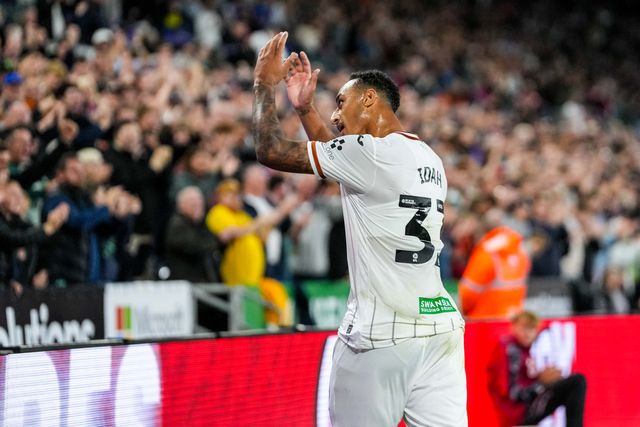 Adam Idah of Swansea City celebrates scoring his teams second goal during the Sky Bet Championship match Swansea City vs Watford at Swansea.com Stadium, Swansea, United Kingdom on 01 September 2026

(Photo by Andrew Lewis/News Images)