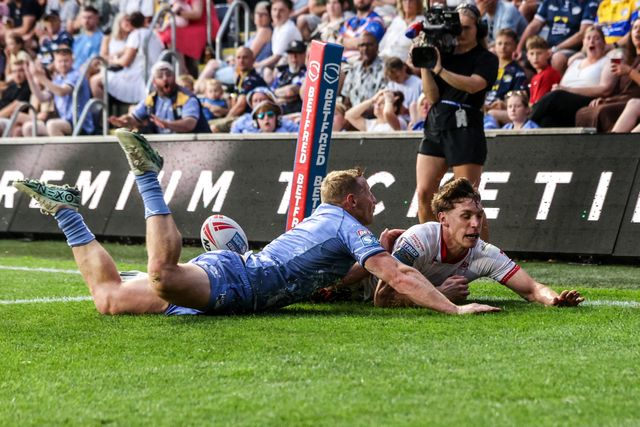 Noah Booth of Hull KR goes over for a try during the Betfred Super League round 16 match Leeds Rhinos vs Hull KR at AMT Headingley Stadium, Leeds, United Kingdom on 26 June 2026

(Photo by Alfie Cosgrove/News Images)