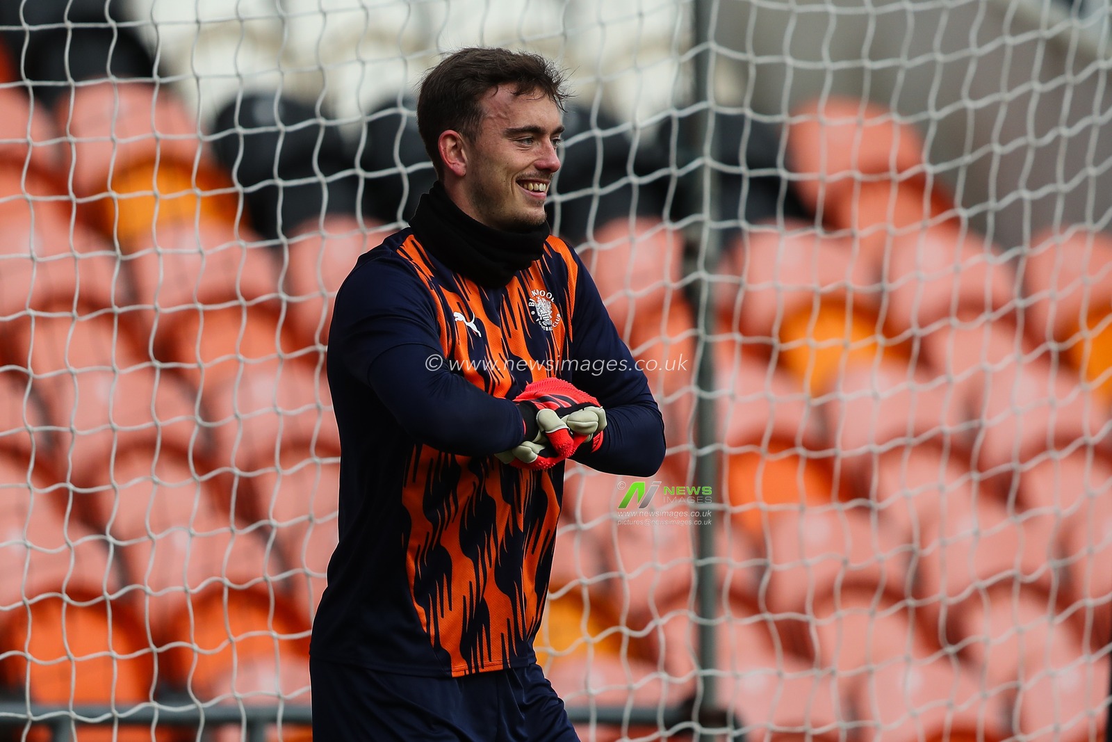 Harry Tyrer of Blackpool during the pre-game warm up ahead of the Emirates FA Cup 2nd Round match Blackpool vs Birmingham City at Bloomfield Road, Blackpool, United Kingdom, 1st December 2024

(Photo by Gareth Evans/News Images)