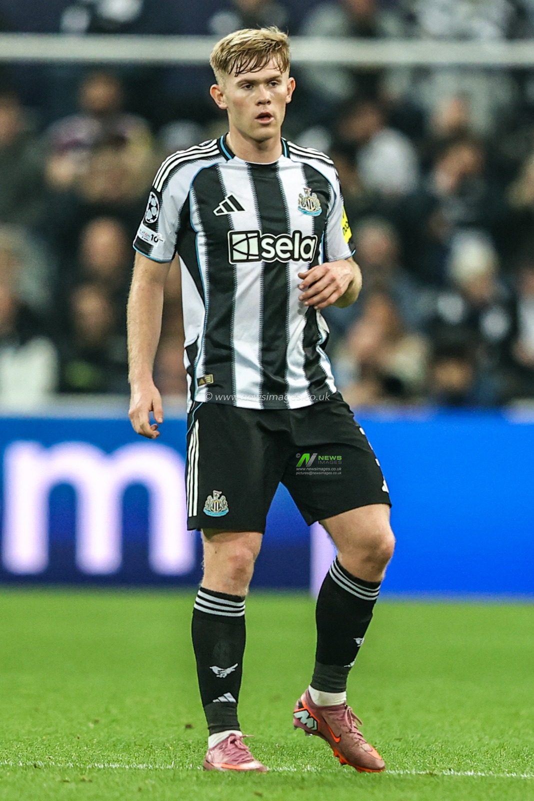 Lewis Hall of Newcastle United during the UEFA Champions League Matchday 4 of 8 Newcastle United vs Athletic Club at St. James's Park, Newcastle, United Kingdom, 5th November 2025

(Photo by Alfie Cosgrove/News Images)

*** GER AUT SUI OUT ***