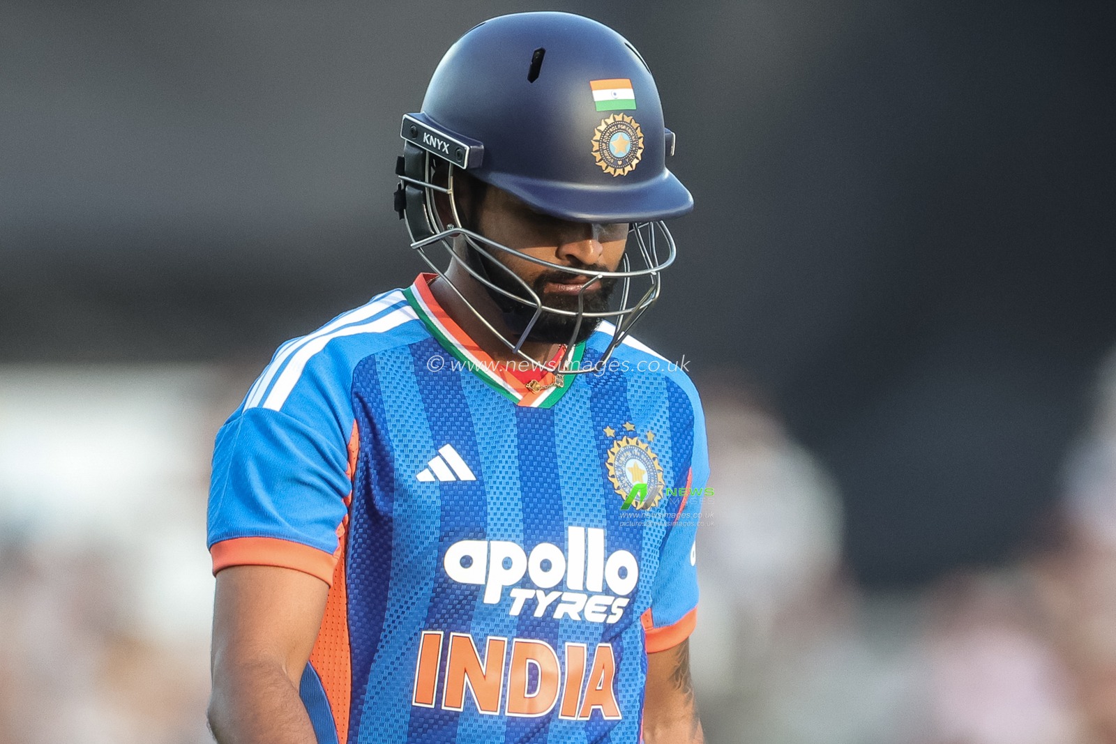 A dejected India captain Shreyas Iyer leaves the field of play after being dismissed by Jofra Archer of England during the Third Vitality T20 International match England vs India at Trent Bridge, Nottingham, United Kingdom on 07 July 2026

(Photo by Mark Cosgrove/News Images)