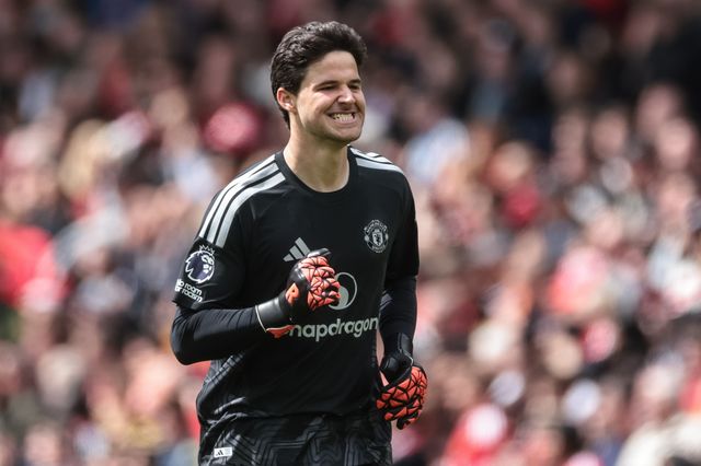 Manchester United goalkeeper Senne Lammens celebrates Bryan Mbeumo of Manchester United goal during the Premier League match Manchester United vs Nottingham Forest at Old Trafford, Manchester, United Kingdom on 17 May 2026

(Photo by Mark Cosgrove/News Images)