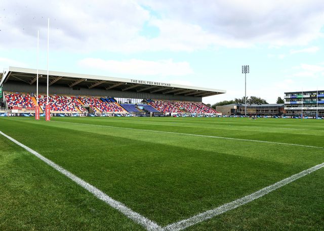A general view of DIY Kitchens Stadium during the Betfred Super League round 21 match Wakefield Trinity vs St Helens at DIY Kitchens Stadium, Wakefield, United Kingdom, 8th August 2025

(Photo by Richard Bierton/News Images)