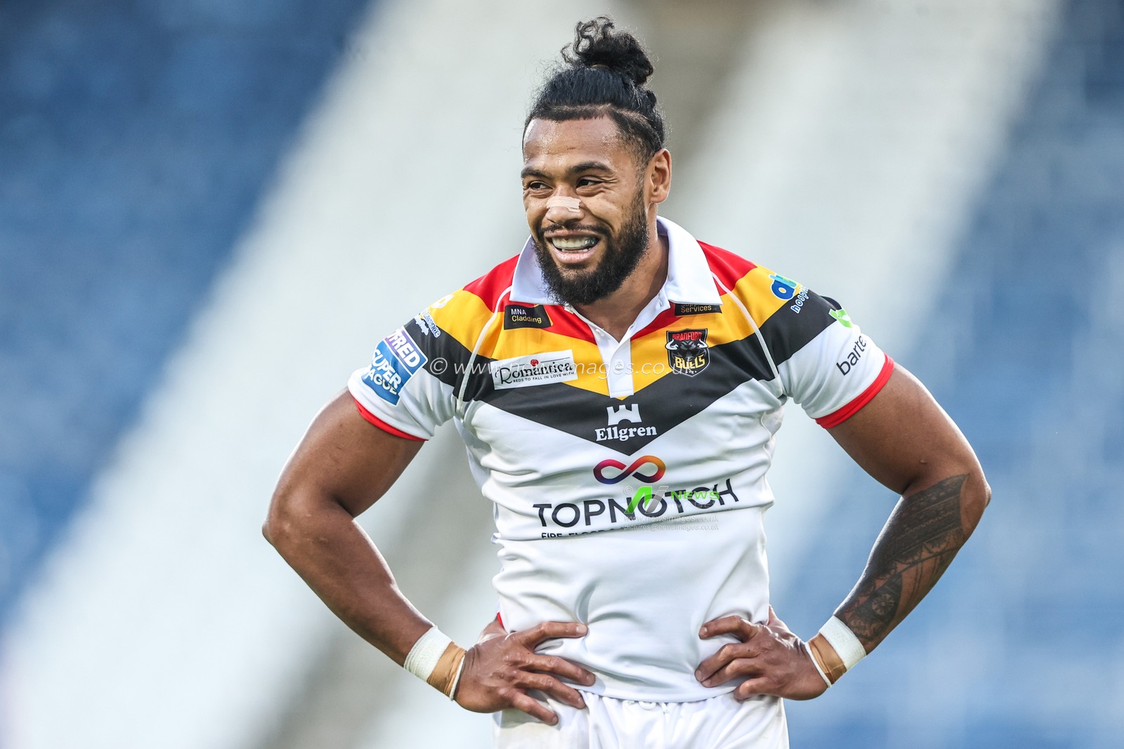 Waqa Blake of Bradford Bulls during the Betfred Super League round 18 match Huddersfield Giants vs Bradford Bulls at Accu Stadium, Huddersfield, United Kingdom on 10 July 2026

(Photo by Alfie Cosgrove/News Images)
