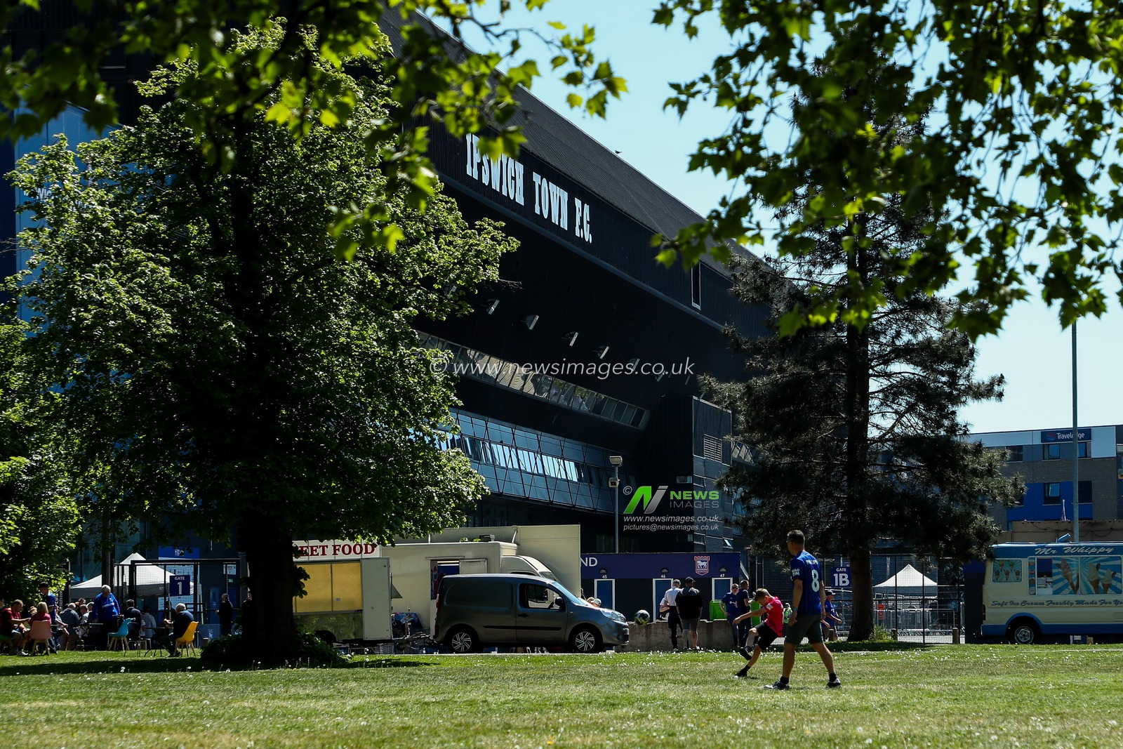 Fans play football outside of Portman Road prior to the Premier League match Ipswich Town vs Brentford at Portman Road, Ipswich, United Kingdom, 10th May 2025

(Photo by Izzy Poles/News Images)