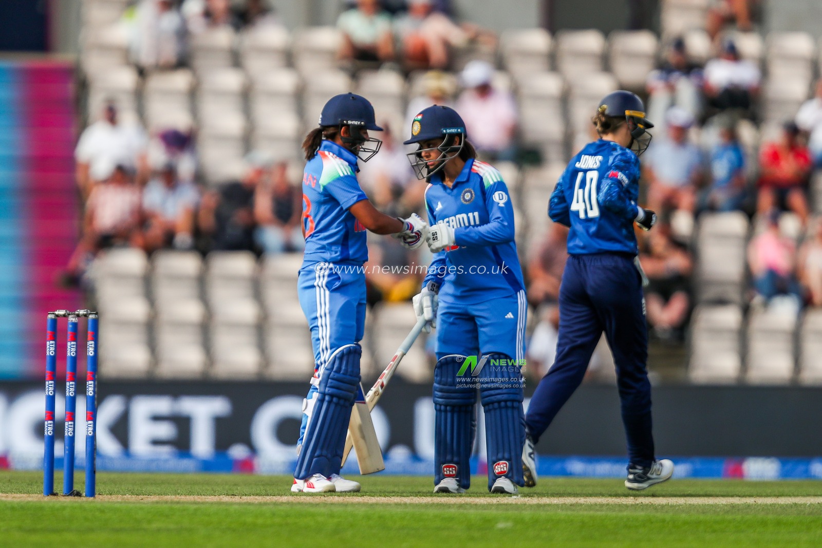 Harmanpreet Kaur and Harleen Deol of India in action during the 1st Metro Bank One Day International match England Women vs India Women at The Utilita Bowl, Southampton, United Kingdom, 16th July 2025

(Photo by Izzy Poles/News Images)