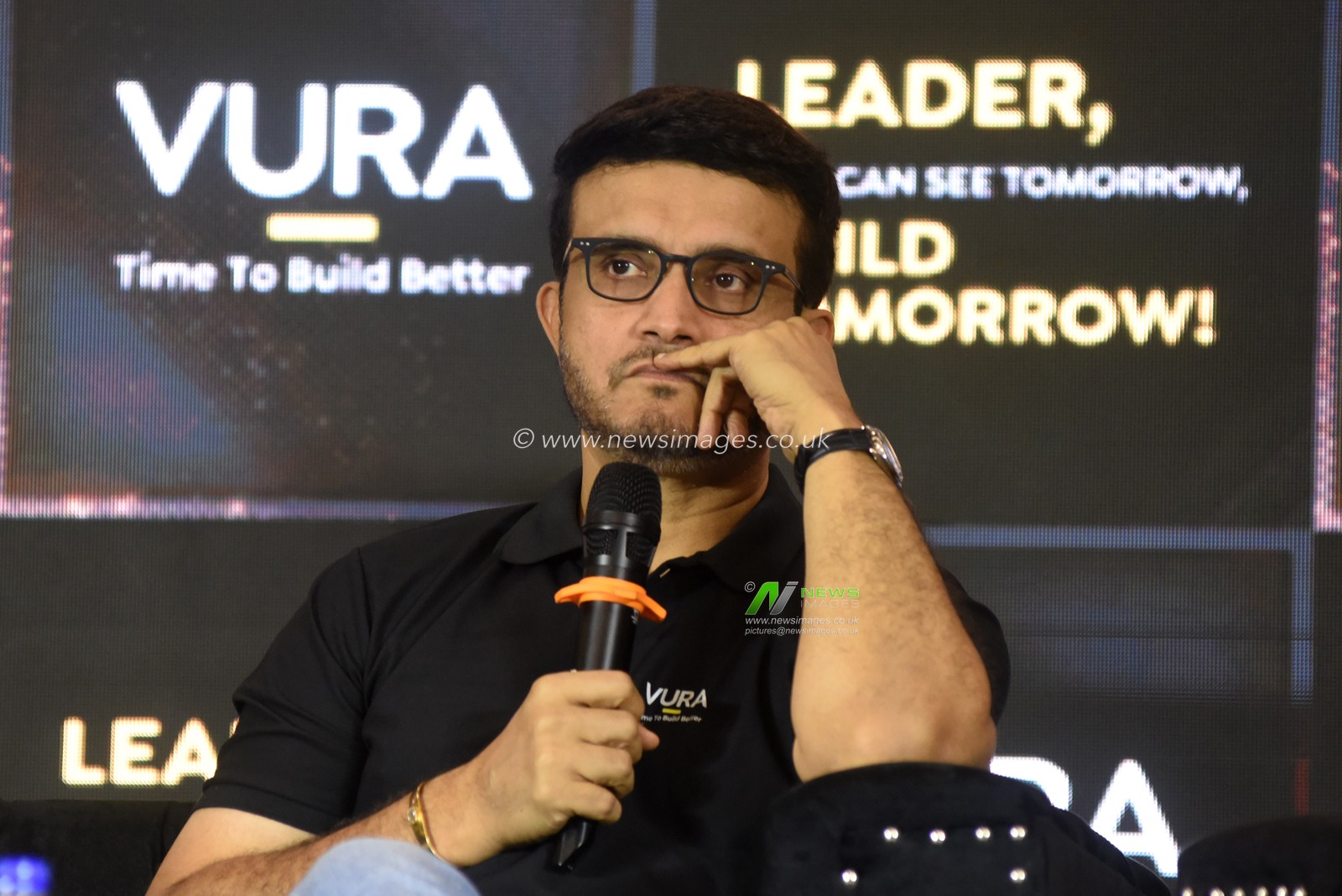 Former BCCI President and Indian cricket captain Sourav Ganguly reacts at the media conferences during Vura Bau-Chemie LLP, a global construction chemical brand, is proud to announce Sourav Ganguly, the renowned cricket legend and former Indian captain, as its new brand ambassador and mentor in Kolkata,India on February 21,2025.Pictures by Debajyoti Chakraborty.(Photo: Debajyoti Chakraborty/News Images)