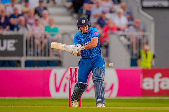 Wayne Madsen  of Derbyshire bats during the Vitality Blast T20 match between Derbyshire Falcons and Durham Cricket at The Central Co-Op County Ground, Derby, United Kingdom on 22 May 2026

(Photo by Maynard Manyowa/News Images)