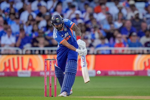 India captain Shreyas Iyer clips the ball and is caught in the deep during the Third Vitality T20 International match England vs India at Trent Bridge, Nottingham, United Kingdom on 07 July 2026

(Photo by Maynard Manyowa/News Images)