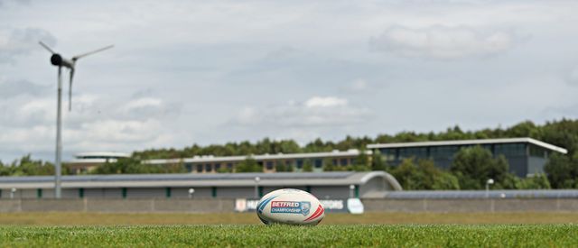 The Betfred Championship match ball before the Betfred Championship match Hunslet RLFC vs Barrow Raiders at South Leeds Stadium, Leeds, United Kingdom, 22nd June 2025

(Photo by Sam Eaden/News Images)