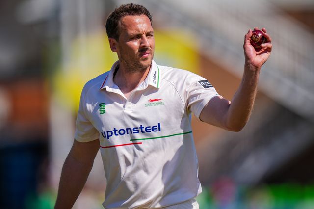 Josh Davey of Leicestershire goes back to his run up to bowl during Leicestershire County Cricket Club vs Nottinghamshire County Cricket Club in Country Cricket Division One Day 1 at Grace Road, Leicester, United Kingdom on 01 May 2026

(Photo by Maynard Manyowa/News Images)