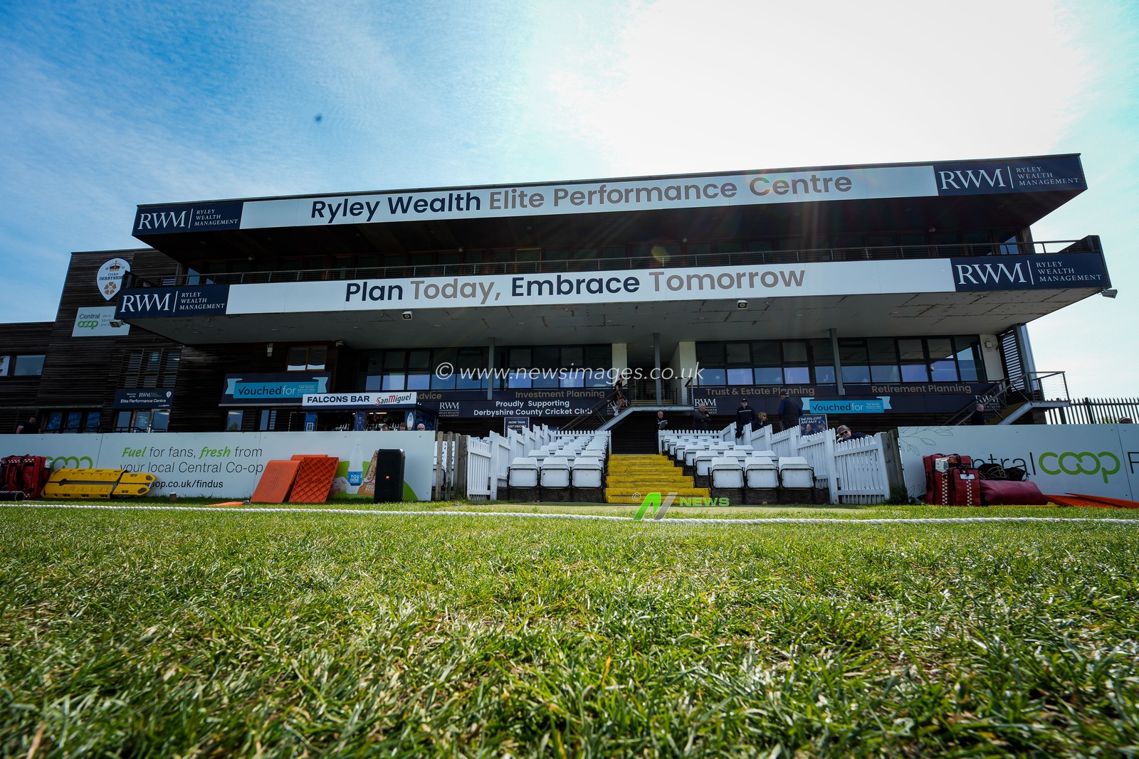 A general view of the pavilion during County Championship Division Two Derbyshire v Gloucestershire at The Central Co-Op County Ground, Derby, United Kingdom on 26 April 2026

(Photo by Maynard Manyowa/News Images)