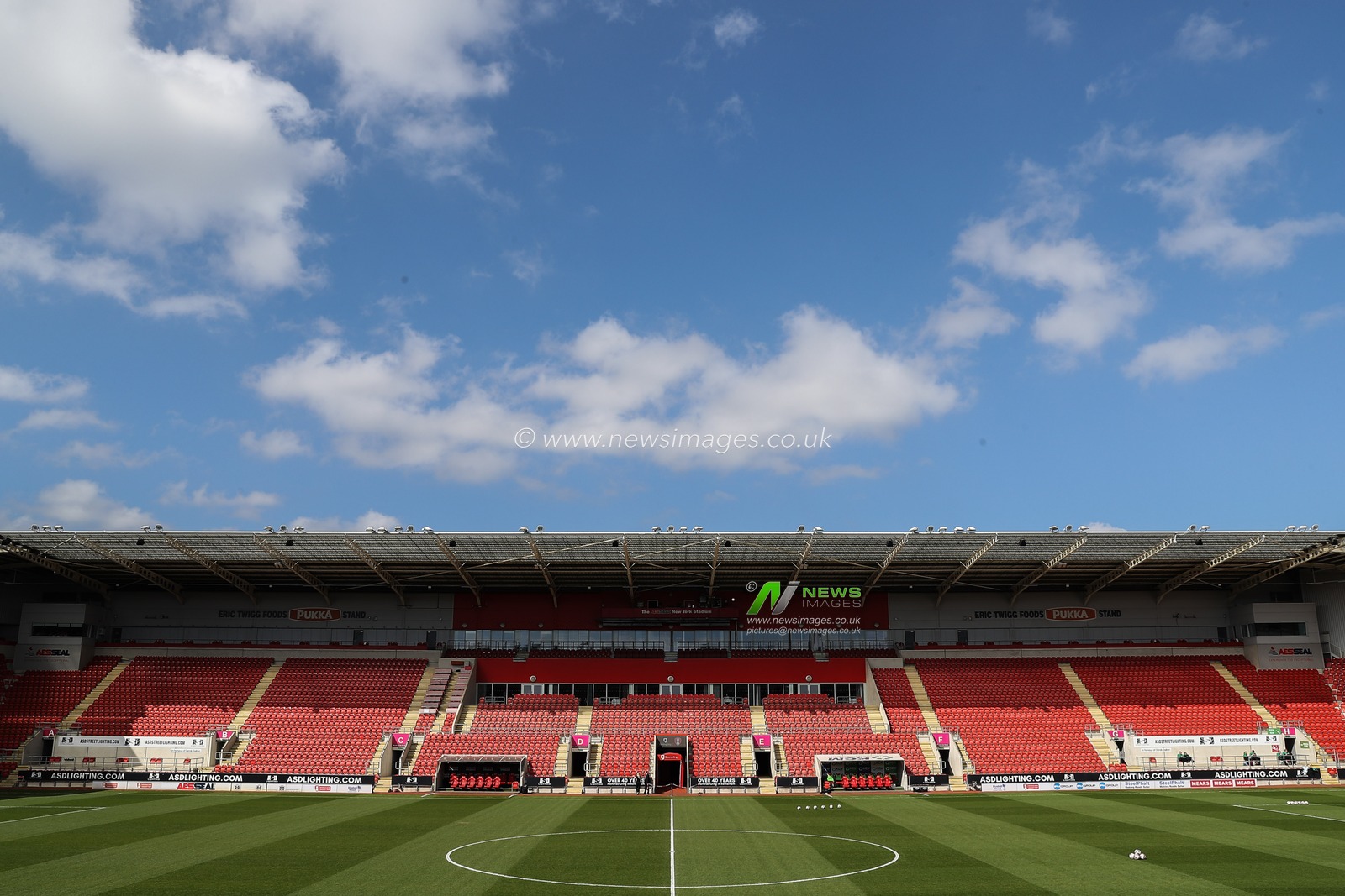A general view inside of the New York Stadium, home of Rotherham United ahead of the Sky Bet League 1 match Rotherham United vs Blackpool at New York Stadium, Rotherham, United Kingdom, 5th April 2025

(Photo by Gareth Evans/News Images)