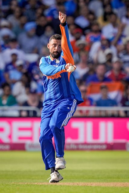 Varun Chakravarthy of India delivers the ball during the Third Vitality T20 International match England vs India at Trent Bridge, Nottingham, United Kingdom on 07 July 2026

(Photo by Maynard Manyowa/News Images)