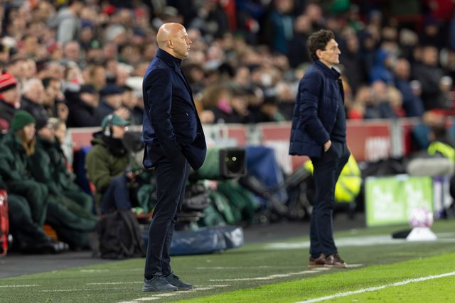 Arne Slot manager of Liverpool, Keith Andrews manager of Brentford, during the Premier League match Brentford vs Liverpool at The Gtech Community Stadium, London, United Kingdom, 25th October 2025

(Photo by Ian Stephen/News Images)