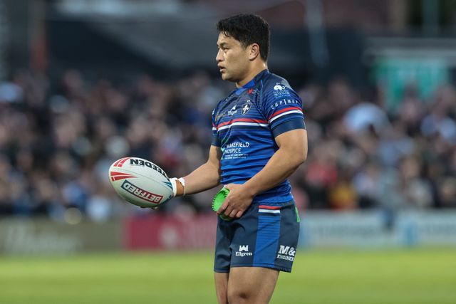 Mason Lino of Wakefield Trinity during the Betfred Super League round 11 match Wakefield Trinity vs Catalans Dragons at DIY Kitchens Stadium, Wakefield, United Kingdom on 15 May 2026

(Photo by Mark Cosgrove/News Images)
