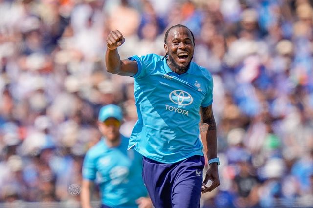 Jofra Archer of England celebrates taking the wicket of Virat Kohli of India during the 1st Metro Bank ODI match England vs India at Edgbaston, Birmingham, United Kingdom on 14 July 2026

(Photo by Maynard Manyowa/News Images)