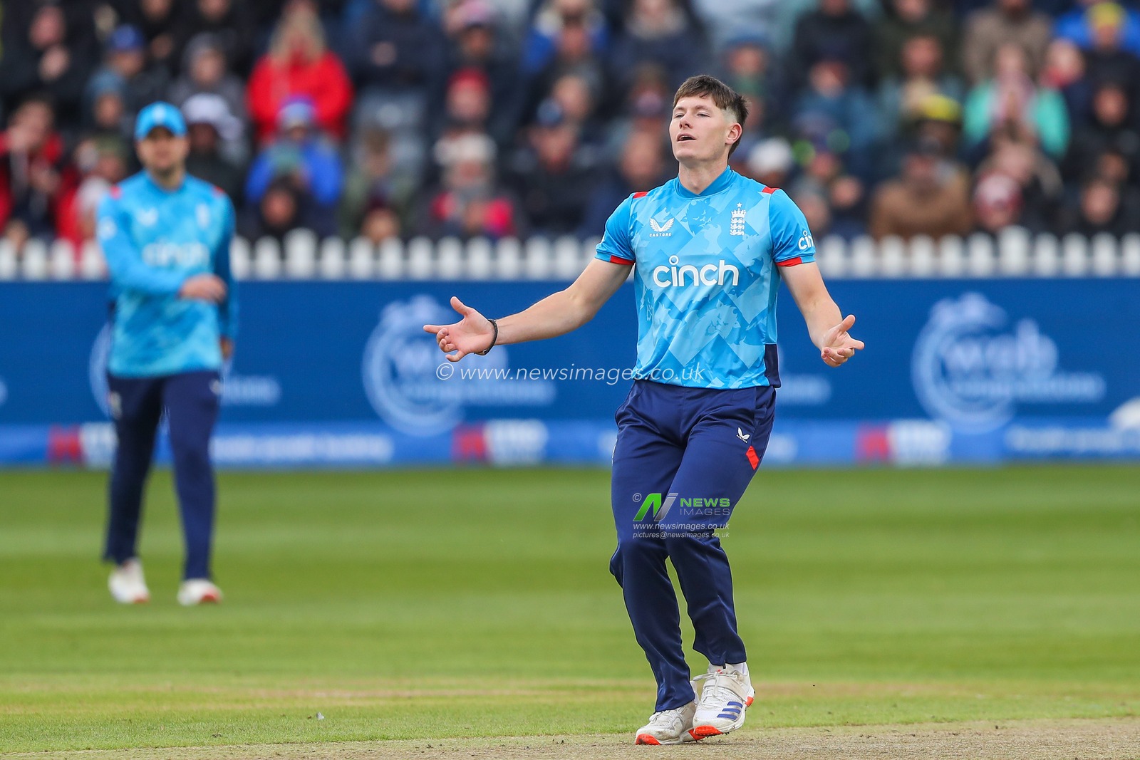 Matthew Potts of England reacts during the Fifth Metro Bank One Day International match England vs Australia at Seat Unique Stadium, Bristol, United Kingdom, 29th September 2024

(Photo by Gareth Evans/News Images)