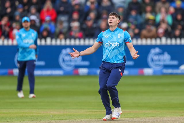 Matthew Potts of England reacts during the Fifth Metro Bank One Day International match England vs Australia at Seat Unique Stadium, Bristol, United Kingdom, 29th September 2024

(Photo by Gareth Evans/News Images)