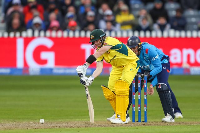 Steve Smith of Australia plays a safety shot during the Fifth Metro Bank One Day International match England vs Australia at Seat Unique Stadium, Bristol, United Kingdom, 29th September 2024

(Photo by Gareth Evans/News Images)