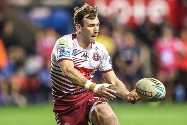 Harry Smith of Wigan Warriors passes the ball during the Betfred Super League round 5 match Wigan Warriors vs York Knights at The Brick Community Stadium, Wigan, United Kingdom on 19 March 2026

(Photo by Alfie Cosgrove/News Images)