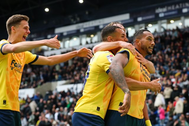 Nathaniel Mendez-Laing of Derby County celebrates his goal to make it 1-3 during the Sky Bet Championship match West Bromwich Albion vs Derby County at The Hawthorns, West Bromwich, United Kingdom, 21st April 2025

(Photo by Gareth Evans/News Images)
