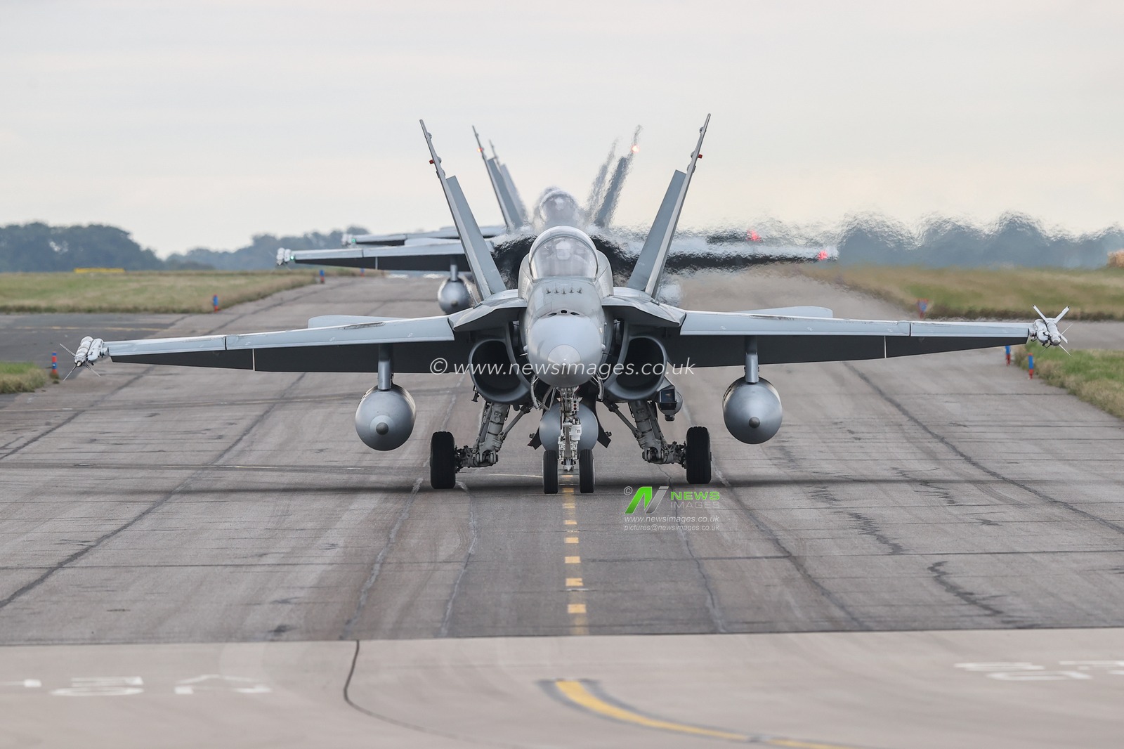 A Royal Canadian Air Force F-18 taxis during the Exercise of Cobra Warrior 24-2 Royal Air Force Waddington at Royal Air Force Station Waddington, Waddington, United Kingdom, 25th September 2024

(Photo by Alfie Cosgrove/News Images)