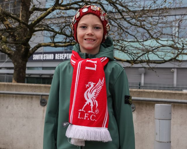 A young Liverpool fan outside the Etihad Stadium during the Emirates FA Cup Quarter-Final match Manchester City vs Liverpool at Etihad Stadium, Manchester, United Kingdom on 04 April 2026

(Photo by Mark Cosgrove/News Images)