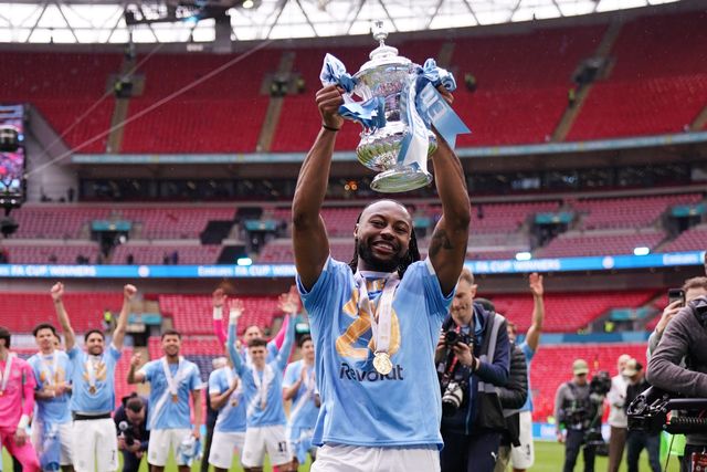 Antoine Semenyo of Manchester City celebrates with the fa cup trophy during the Emirates FA Cup Final match Chelsea vs Manchester City at Wembley Stadium, London, United Kingdom on 16 May 2026

(Photo by Harvey Murphy/News Images)