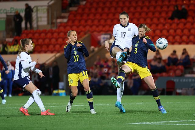 iIsobel Goodwin of England Women U23 shoots on goal during the Women's International Friendly match England Women U23 vs Sweden women U23 at Eco-Power Stadium, Doncaster, United Kingdom, 2nd December 2024

(Photo by Alex Roebuck/News Images)