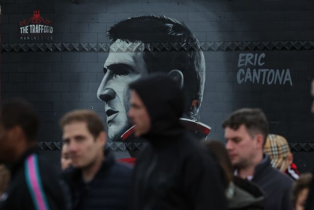 Eric Cantona mural during the Premier League match Manchester United vs Brentford at Old Trafford, Manchester, United Kingdom on 27 April 2026

(Photo by Mark Cosgrove/News Images)