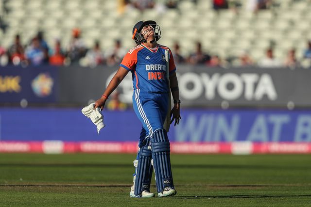 Shafali Verma of India leaves the field of play during the 5th Vitality IT20 England Women vs India Women at Edgbaston, Birmingham, United Kingdom, 12th July 2025

(Photo by Izzy Poles/News Images)