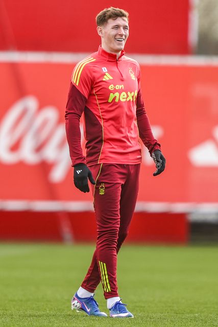 Elliot Anderson of Nottingham Forest during the Nottingham Forest open training session ahead of their UEFA Europa League last 16 match against FC Midtjylland at The Nigel Doughty Academy, Nottingham, United Kingdom on 11 March 2026

(Photo by Alfie Cosgrove/News Images)