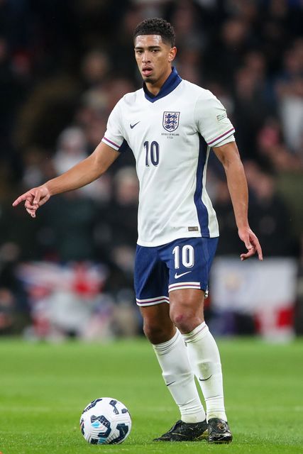 Jude Bellingham of England with the ball during the UEFA Nations League, League B - Group 2 match England vs Republic of Ireland at Wembley Stadium, London, United Kingdom, 17th November 2024

(Photo by Gareth Evans/News Images)