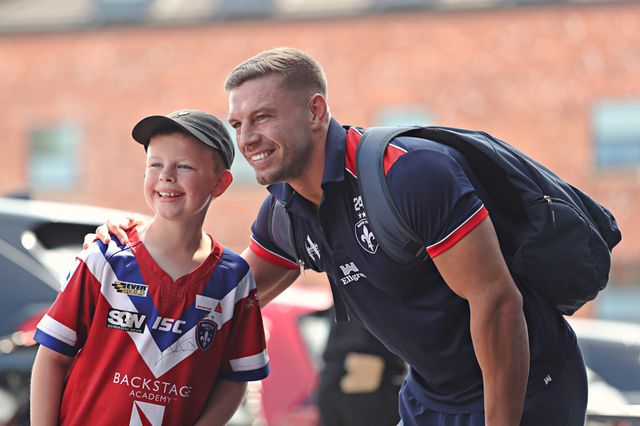 Matty Russell of Wakefield Trinity before the Betfred Super League Round 14 match Wakefield Trinity vs Leigh Leopards at DIY Kitchens Stadium, Wakefield, United Kingdom, 15th June 2025

(Photo by Sam Eaden/News Images)