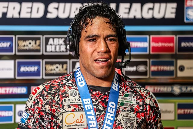 Joe Ofahengaue of Leigh Leopards speaks on Sky Sports after the game during the Betfred Super League round 8 match York Knights vs Leigh Leopards at LNER Community Stadium, York, United Kingdom on 17 April 2026

(Photo by Alfie Cosgrove/News Images)