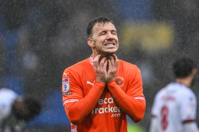 Lee Evans of Blackpool is dejected as Bolton score a late winner to make the score 2-1 during the Sky Bet League 1 match Bolton Wanderers vs Blackpool at Toughsheet Community Stadium, Bolton, United Kingdom, 23rd November 2024

(Photo by Craig Thomas/News Images)