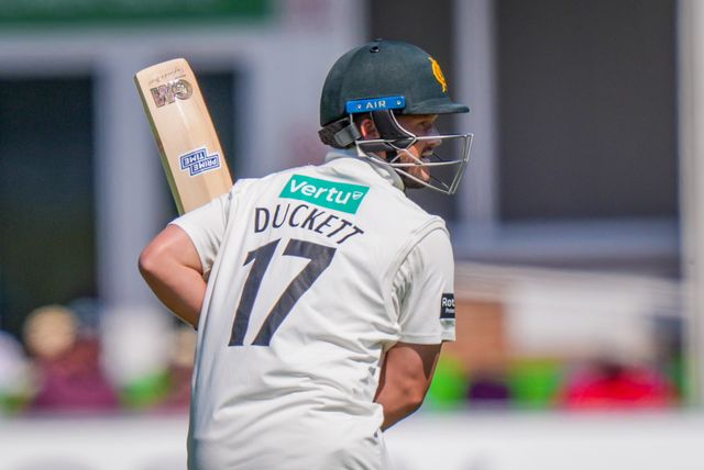 Ben Duckett of Nottinghamshire during Leicestershire County Cricket Club vs Nottinghamshire County Cricket Club in Country Cricket Division One Day 1 at Grace Road, Leicester, United Kingdom on 01 May 2026

(Photo by Maynard Manyowa/News Images)