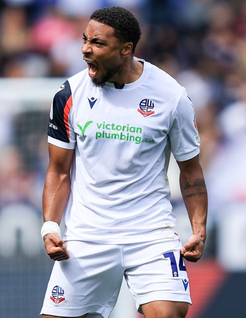 Akin Famewo of Bolton Wanderers celebrates 2-1 win during the Sky Bet Championship match Bolton Wanderers vs Preston North End at Toughsheet Community Stadium, Bolton, United Kingdom on 15 August 2026

(Photo by Jorge Horsted/News Images)